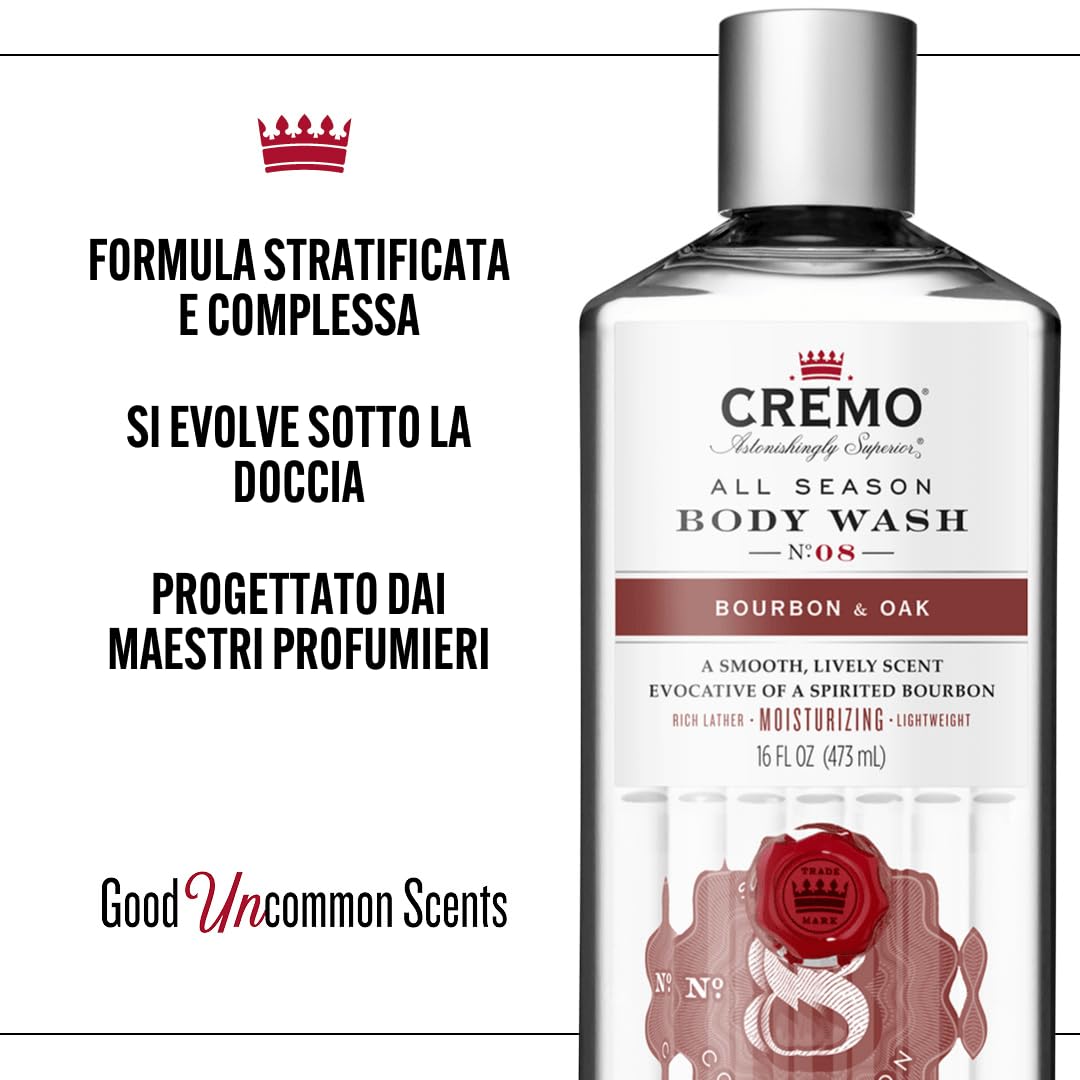 CREMO - All Season Body Wash Für Männer |Feuchtigkeitsspendendes Duschgel Bourbon & Eiche | 473ml 3