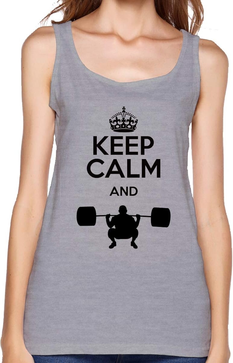 Geeboomee Keep Calm Weight Lifting Women's Cotton Loose Fit Tank Tops
