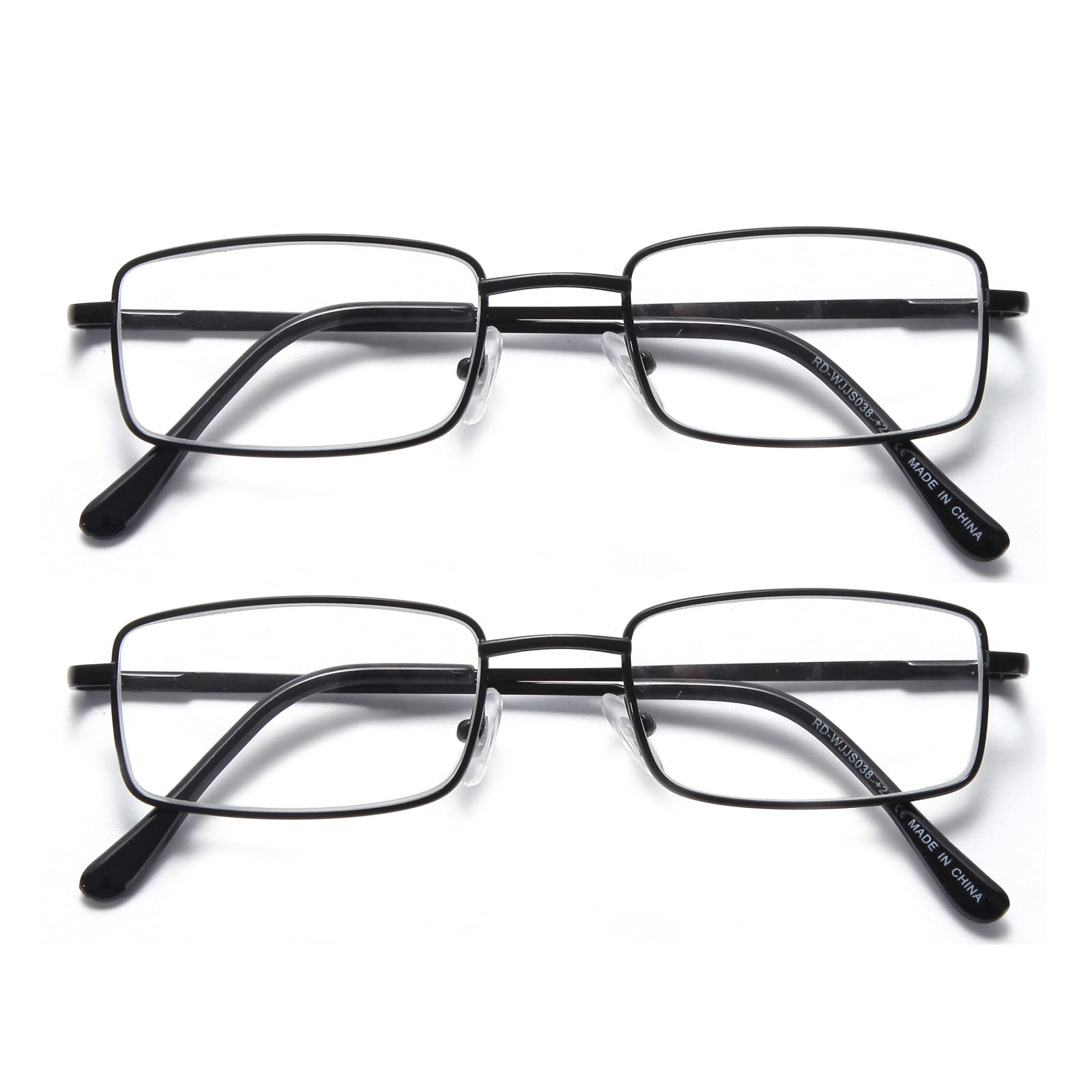 SKYWAY Blue Light Blocking Reading Glasses for Men, 2-Pack Fashion Metal Frame Computer Readers with Spring Hinges Anti Eyestrain/Glare/UV Ray Filter Eyeglasses(Black,1.0)