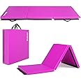 Matladin 6' Folding Tri-fold Gymnastics Gym Exercise Aerobics Mat, 6ft x 2ft x 2in PU Leather Tumbling Mats with Hook & Loop Fastener for Stretching Yoga Cheerleading Martial Arts