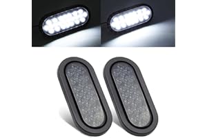 Ledvillage (2 Pcs Smoked Lens White 6 Inch Oval Trailer Marker Lights 24LED with Plug & Grommet Universal Truck Tow Fender Bulb Tail Flush Mount 12v DC