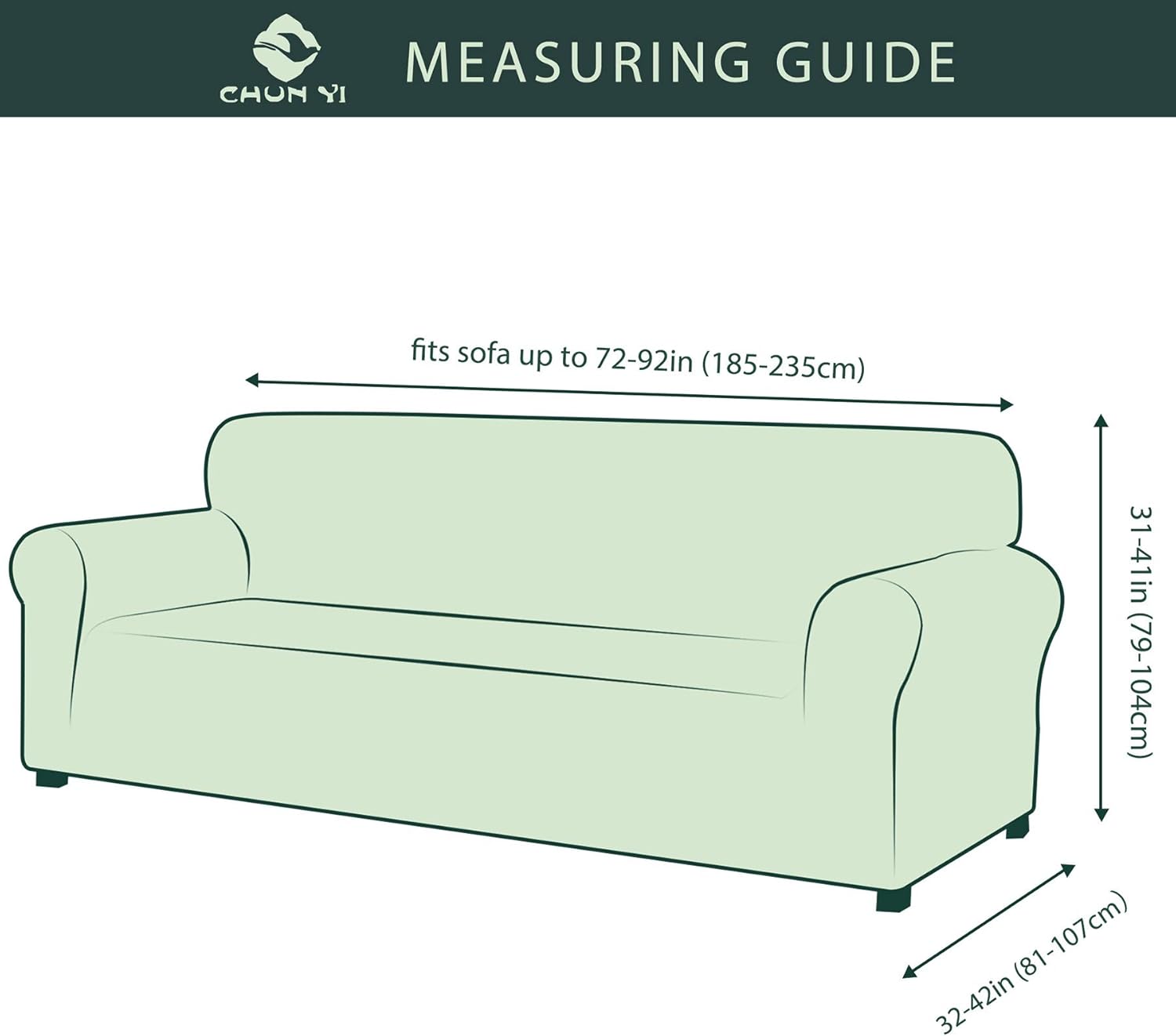 CHUN YI Stretch Sofa Slipcover 1-Piece Couch Cover Furniture Protector，3 Seater Settee Coat Soft With Elastic Bottom，Checks Spandex Jacquard Fabric, Large, Gray: Home & Kitchen