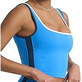 POPSUGAR PS Workout Tank Tops for Women with Built in Bra, Racerback Sports Athletic Shirts Camisole Yoga Top with Shelf Bra