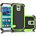 Tekcoo Galaxy S5 Case, [Tmajor] Sturdy [Green/Black] Shock Absorbing Hybrid Rubber Plastic Impact Defender Rugged Slim Hard Case Cover Bumper for Samsung Galaxy S5 S V I9600 GS5 All Carriers