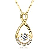 14k Gold Small Infinity Necklace for Women, Created Moissanite Love Anniversary Jewelry Gifts for Wife/Mother,16-18 Inch