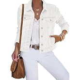 luvamia Women's Basic Button Down Stretch Fitted Long Sleeves Denim Jean Jacket