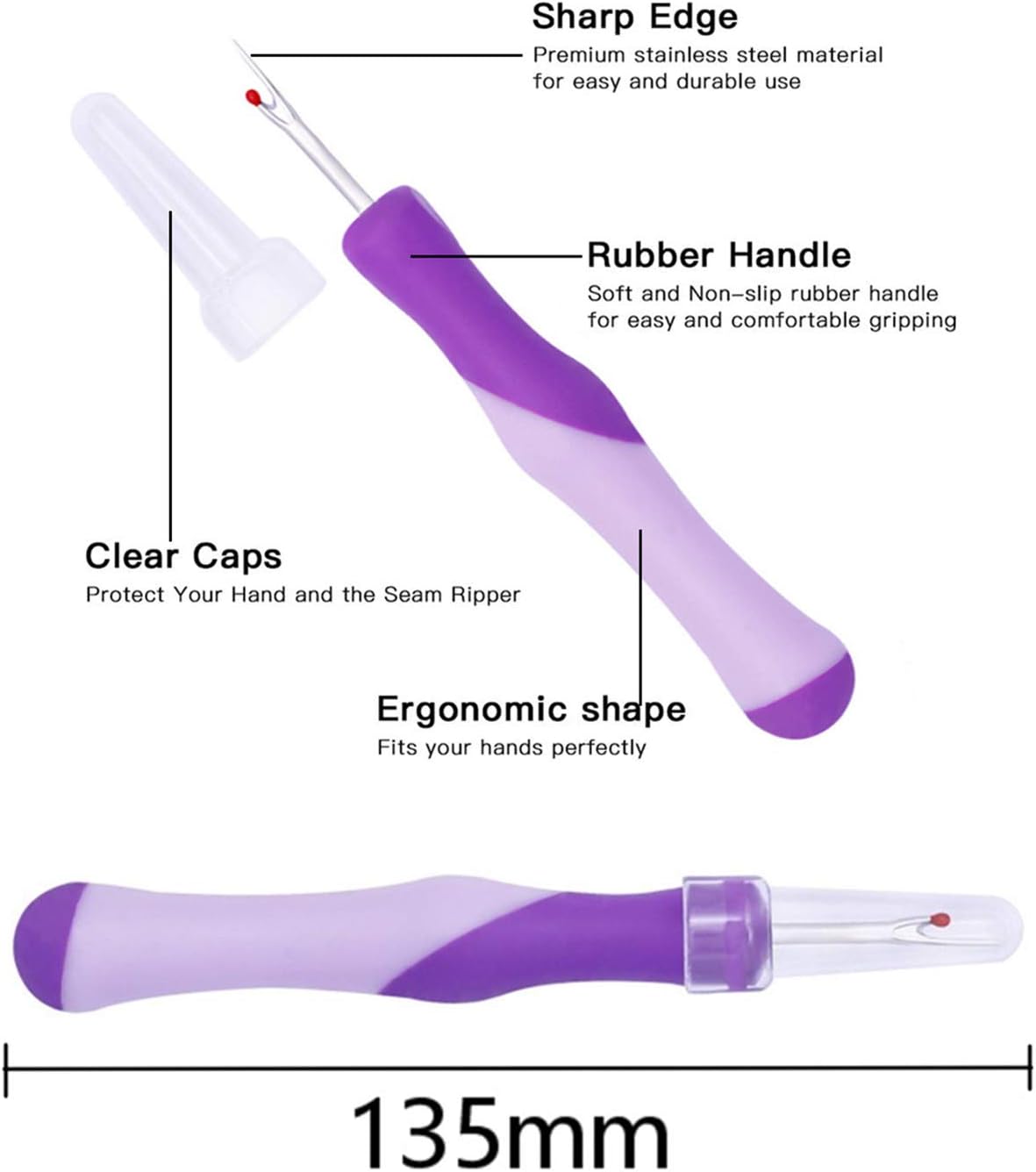 Thread Remover Purple Tool for Sewing Seam Ripper Thread Cutter 1pcs Stitch Unpicker Sewing Thread Remover Sewing Ripper Ergonomic Grip Stitching Thread Unpicker Stitch Remover - Image 3