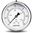 SENCTRL 0-60 Psi Glycerin Liquid Filled Low Pressure Gauge, 2.5" Dial Size, 1/4" NPT Back Mount, Stainless Steel Case, for Pool Sand Filter Pump Tire Water Oil Air Pressure Test