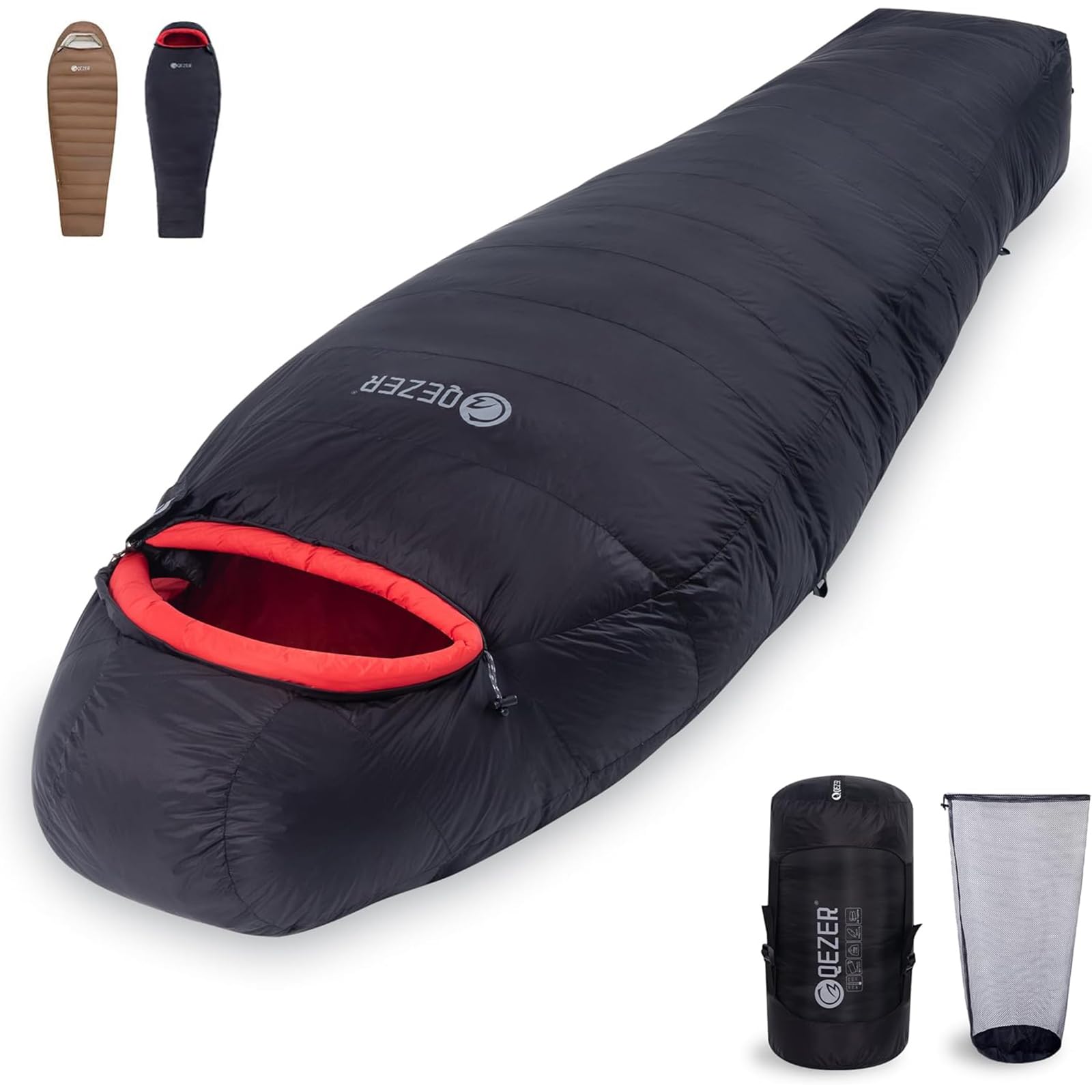 Photo 1 of QEZER 0 Degree Sleeping Bag for Adults 660 Fill Power Down Sleeping Bag for Cold Weather -8°F / 0°F Large Lightweight Sleeping Bag