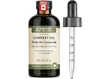 Comfrey Oil – Leaf & Root, Undiluted 4 oz, Free of Toxic Pyrrolizidine Alkaloids, Unscented Comfrey Infused Organic Cold-Pressed Olive Oil for Skin, Body & Massage Infusion, Dry Skin, Natural Moisturizer | External Use Herbal Blend | Symphytum Officinale | Slow-Infused Botanicals | Authentic Body And Soul