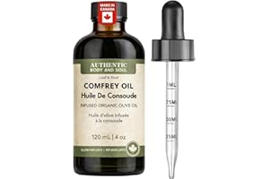 Comfrey Oil – Leaf & Root, Undiluted 4 oz, Free of Toxic Pyrrolizidine Alkaloids, Unscented Comfrey Infused Organic Cold-Pres