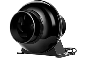 iPower 4 Inch 195 CFM Inline Duct Ventilation Fan Air Circulation Vent Blower for Grow Tent, 4", Black