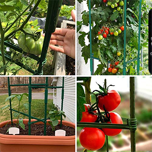 H&ZT 6-Pack Tomato Cage Garden Plant Cages, w/1 Roll Wire Twist Tie, 1 Roll Nylon Trellis Netting, for Vertical Climbing Plants (6-Pack)