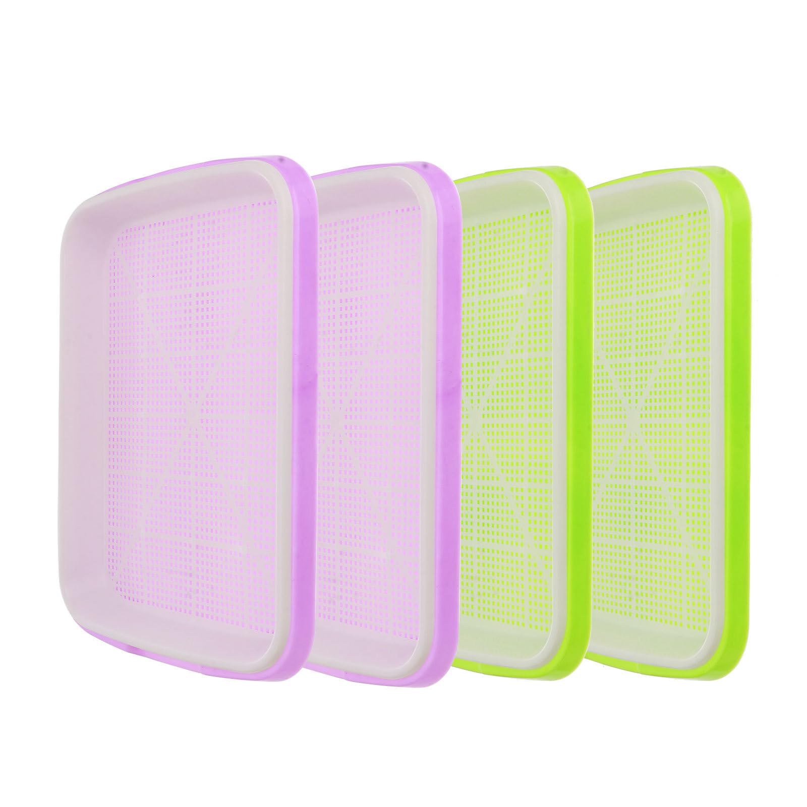 Cabilock Sprouter Tray Set of 4 with Mesh Lid 13.6X9.8X1.6 Inch Soilless Seed Sprouting Pots for Home Indoor Microgreens Wheatgrass Germination
