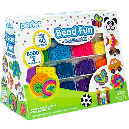Perler Activity Kit and Storage Trays, 8000 Beads + pegboards, 8006 pcs