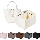 Purse Organizer Insert for Picotin 18/22, Satin Bag Organizer for Picotin Bags, Lightweight Purse Essentials for Women Luxury Handbags, Soft Touch Inner Liner with Multiple Pockets (Craie, PC22)
