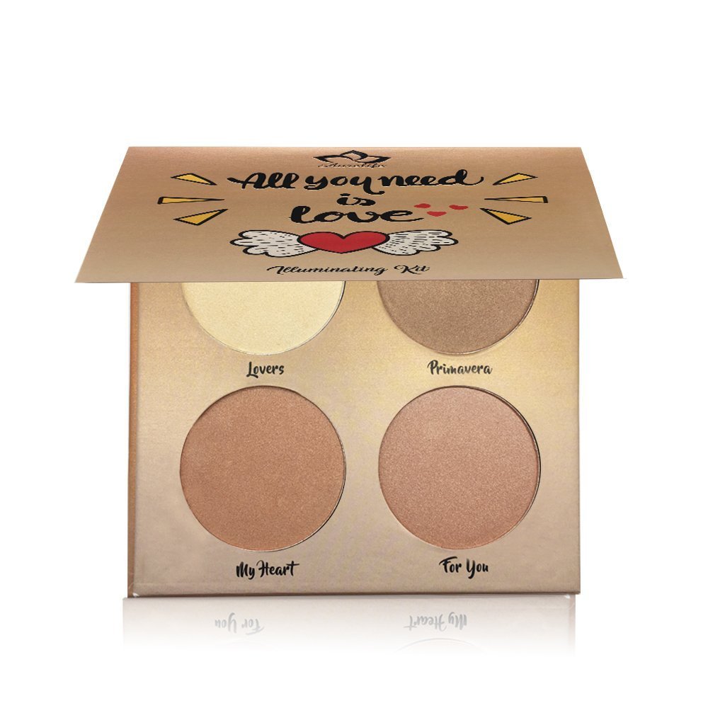 Kaidifangte 4 Color Illuminator Love Light Highlighter & Bronzer Shimmer Matte Face Palette Kit