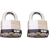 NUSET 2" Laminated Hardend Shackle Padlock-Pin Tumber Double Locking with Rubber Bumper, Keyed Alike, Set of 2