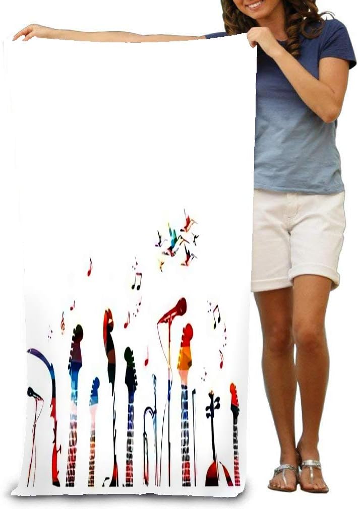 YILINGER Bath Towels Colorful Music Instruments Beach Towels 31.5"x51"inches