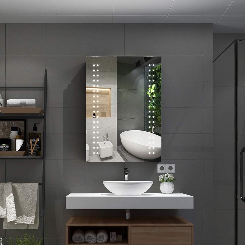 Quavikey® LED Illuminated Bathroom Mirror Cabinet wtih Shaver Socket - Image 3