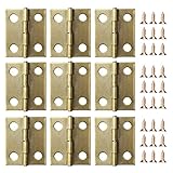 eBoot 50 Pieces Mini Cabinet Drawer Butt Hinges Connectors with 200 Pieces 5 mm Mini Brass Hinge Replacement Screws