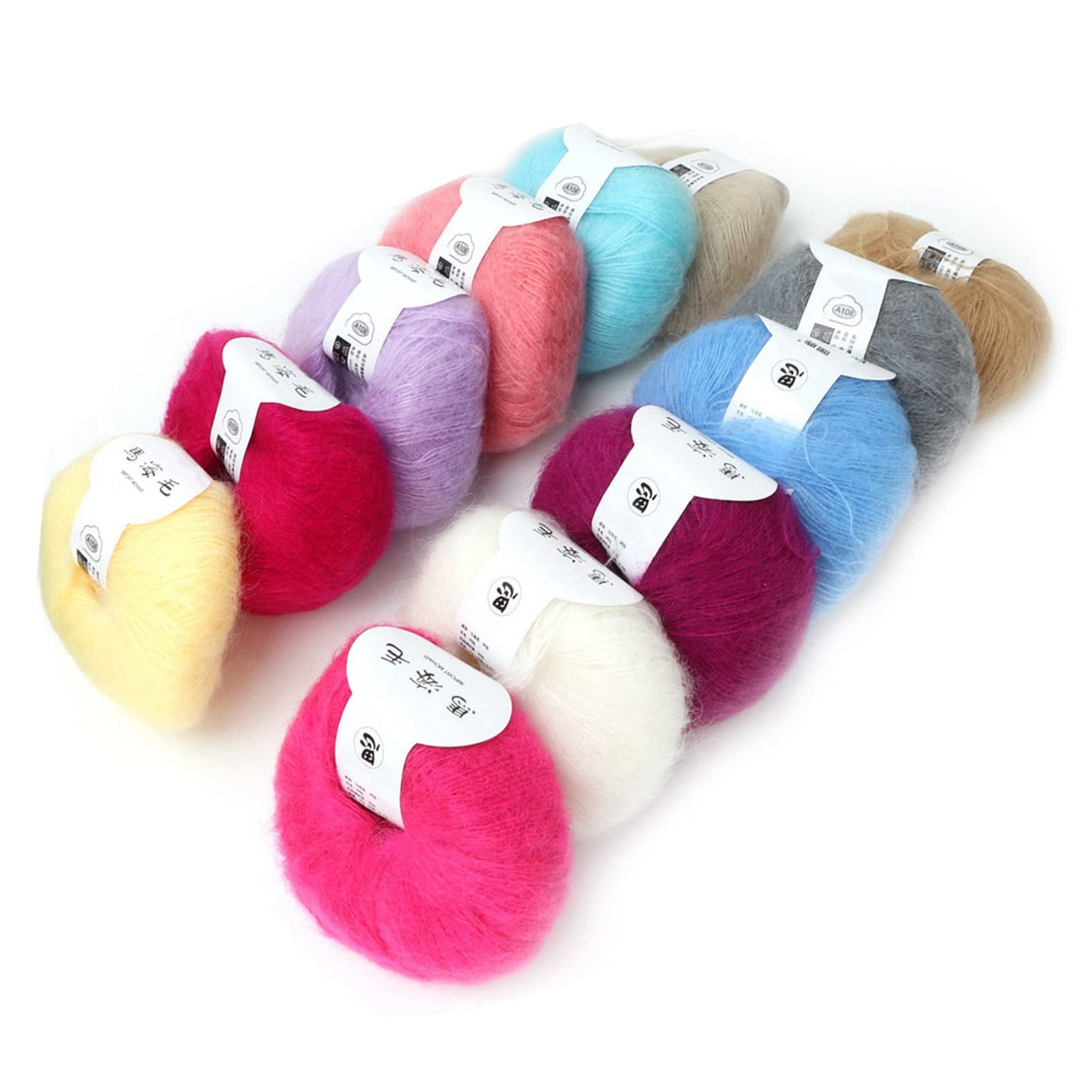 Angora Mohair Yarn,Comfortable Popular Mohair Pashm Knitting Thread 26g/0 9 in for Shawl for DIY Crochet for Weaving(1 Set of Twelve Colors)