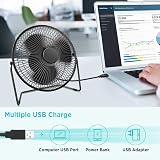 EasyAcc 9 inch USB Desk Fan Silent 25DB Strong Airflow Quiet Portable 2 Speed view 6