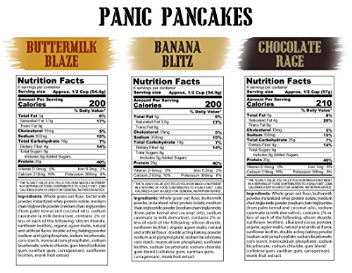Panic Pancakes Complete Pancake & Waffle Mix Variety Pack by Sinister Labs: Buttermilk, Banana & Chocolate. Whole grain oat flour and 20g protein per serving - No Added Sugar - 11.5 oz bags (3-Pack) - Thumbnail 5