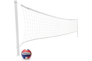 DUNNRITE Dunn-Rite DMV100BR DeckVolly Water Game Activity Aluminum Swimming Pool Volleyball Set with Ball, Aluminum Posts, and Adjustable 24 Foot Net, White