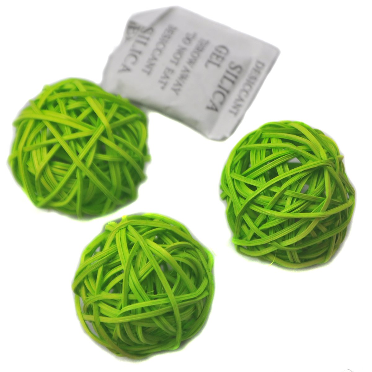 Ougual Natural Wicker Rattan Balls Table Wedding Party Hanging Wobble Ball Christmas Decoration (4cm, 10pcs, Green)