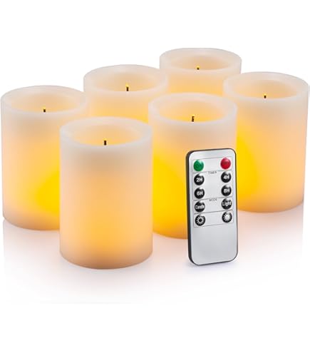 Aignis 9 Velas LED Sin Llama Que Funcionan Con Pilas Con Control Remoto De 10 Teclas Y Temporizador, Resistentes Al Calor En Interiores, Mecha 3D Con Cálido Brillo Parpadeante Para Decoración