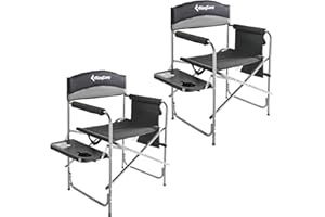 KingCamp 2-Pack Directors Camping Chair with Padded Folding Portable Seats, Black