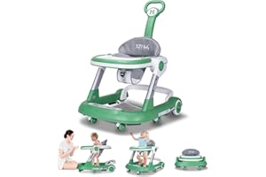 XZV Baby Walker with Wheels 5 in 1 Foldable Activity Center with Mute Wheels Adjustable Heights Anti-Fall Push Walkers for Boys Girls Safe Infant Toddler Walker with Footrest for 6-24 Months