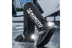 mjmoto Waterproof Motorcycle Rain Boot Covers - Reusable Heavy Duty Overshoes with Reflector & Non-Slip Sole, Zippered Galosh