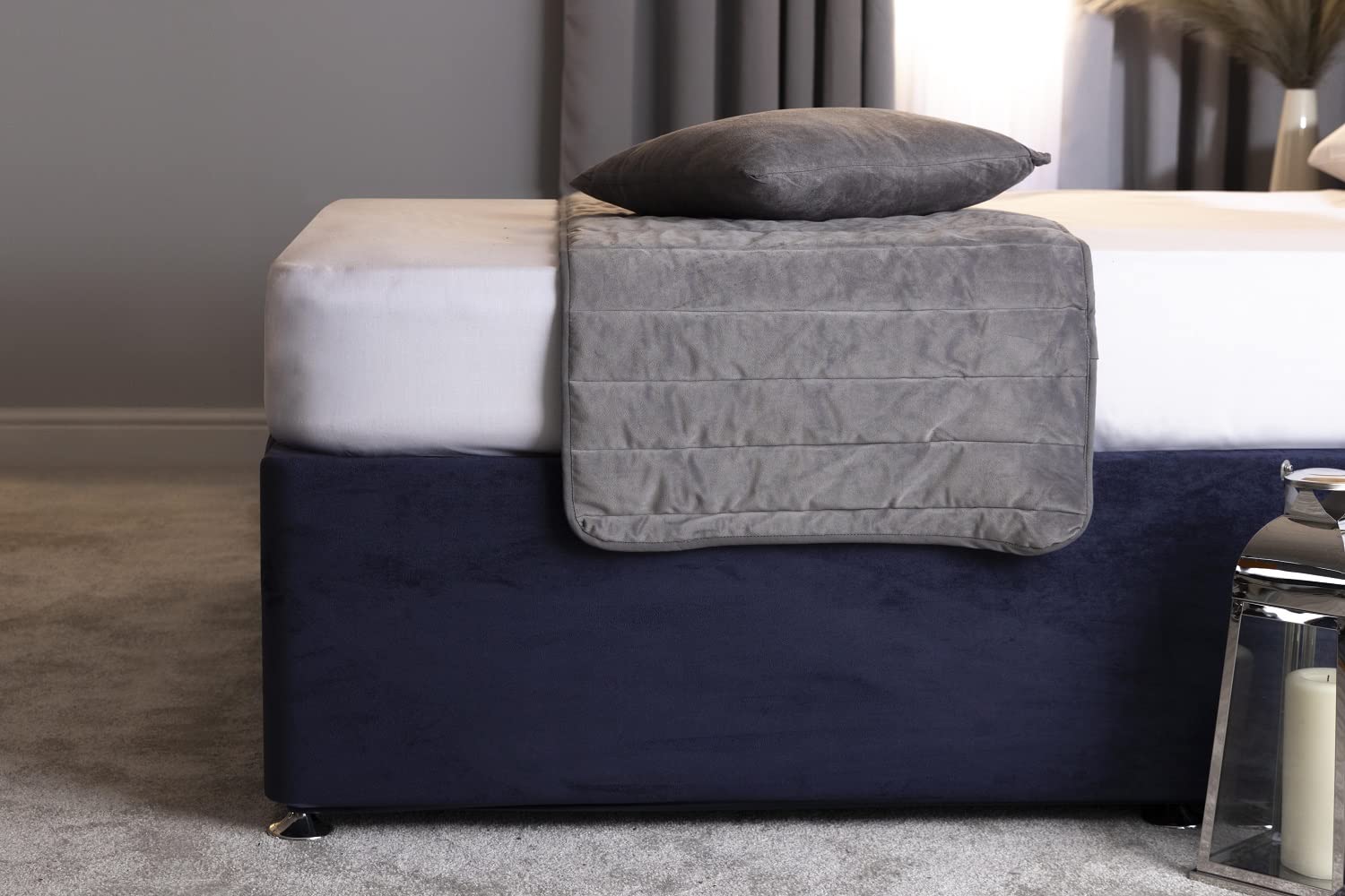 Belledorm 19" Extra Deep Base Wrap Valance Sheet - Transforms a drab looking bed base divan - Luxury Faux Suede (Navy, Super King)