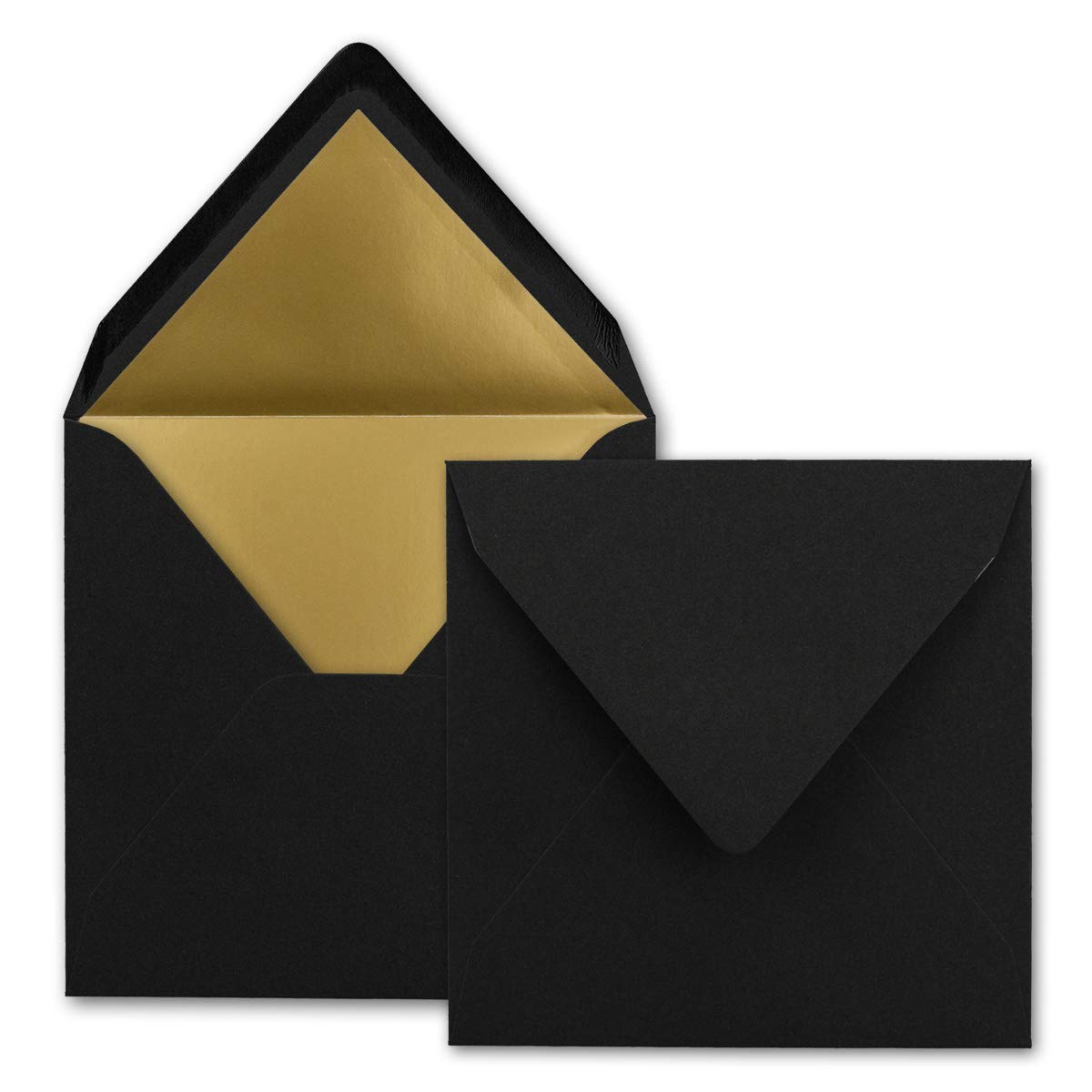FarbenFroh by GUSTAV NEUSER 25 square envelopes 15.5 x 15.5 cm, black (black) lined with gold paper wet gluing