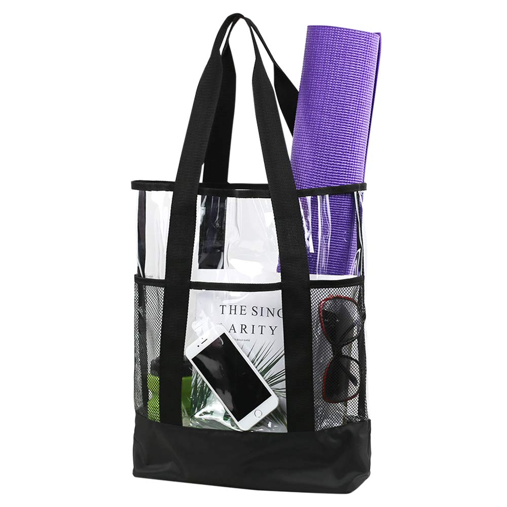 Large Clear Tote Bag,Multipockets Beach Shoulder Bag