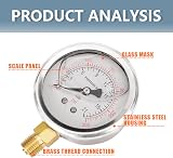 Innfeeltech 40mm Pressure Gauge BSP 1/8 to 1/2 Inch 0-21 Bar 0-300 PSI view 4