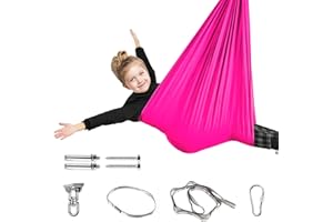 AOKITEC Sensory Swing for Kids with 360° Swivel Hanger, Double Layer Therapy Swing Cuddle Swing Indoor Outdoor Kids Swing Hammock for Child & Adult with Autism, ADHD, Aspergers, Sensory Integration(red)