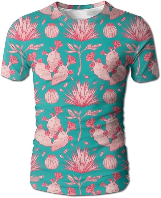 Pink Cacti Art Men's Casual Print TShirt Tee Clothing
