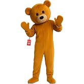 Morph Bear Costume Adult, Bear Mascot Costume, Halloween Costumes for Men | Full Bear Mascot: Brown Fleece Jumpsuit, Cute Bear Head, Attached Mittens, 'Paw' Shoe Covers Included, Perfect for Halloween