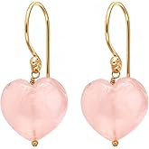 Gempires Natural Heart Crystals Earring, Heart Gemstone, Energy Healing Crystals, Birthday, Gift for Her, Gemstone Jewelry