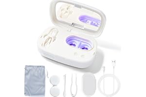 Portable Ultrasonic Contact Lens Cleaner with Blue Light,LXIANGN Rechargeable Contact Lens Cleaner Machine with 4 Timing Modes and Applicator Removal Tool Kit (White)