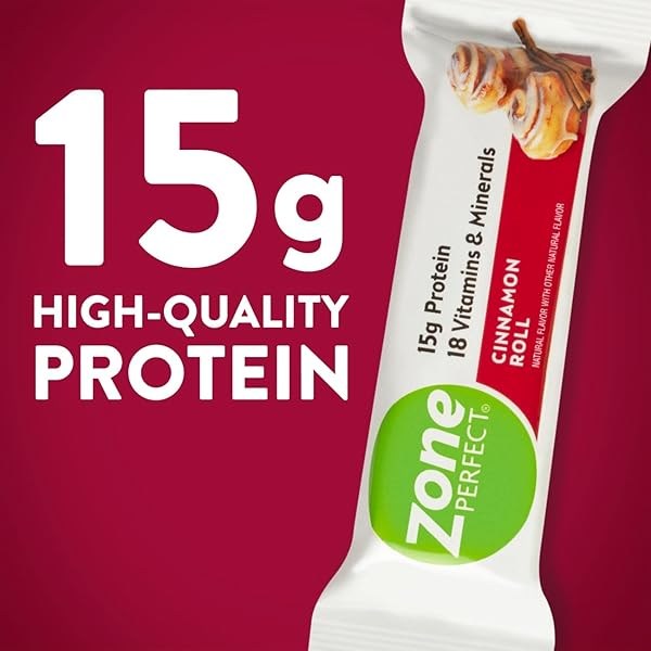 ZONE PERFECT PROTEIN BARS, CINNAMON ROLL, HIGH PROTEIN WITH VITAMINS & MINERALS, 12 COUNT