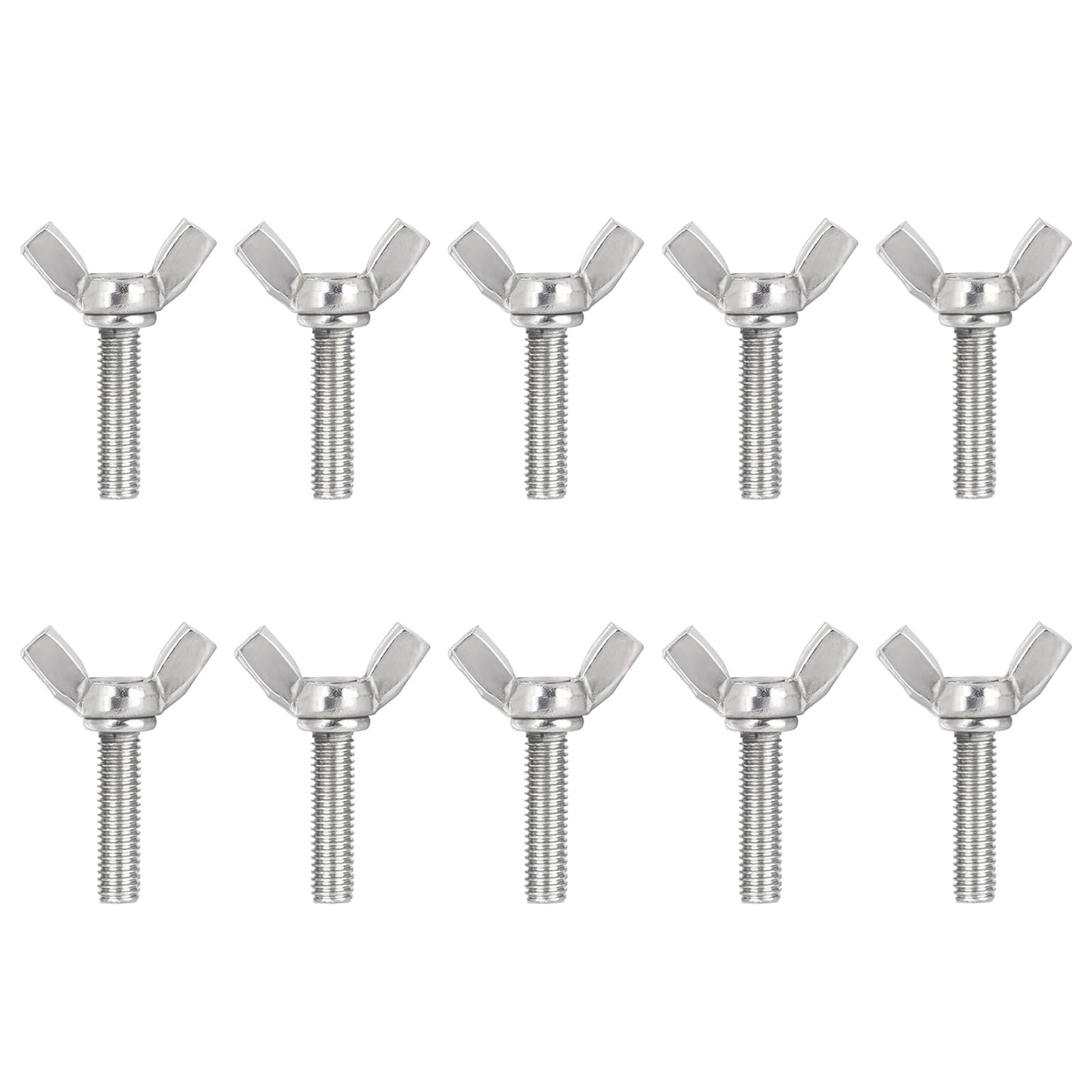 M4 x 10mm Wing Nuts Bolts, 304 Stainless Steel Butterfly Wing Bolts, Heavy Duty Hand Twist Tighten Fasteners Parts Screws for DIY Tools, Pack of 10