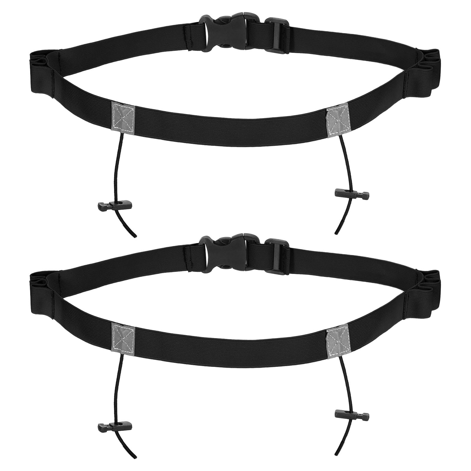 PATIKIL Elastic Triathlon Running Belt, 2 Pack Adjustable Race Number Belt Race Belt Bib Holder with 6 Energy Gel Loops for Marathons Racing Cycling, Black