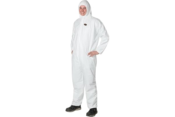 Pioneer Coveralls for Men & Women - Disposable Work Coveralls | Microporous Coveralls with Hood - Protects from Chemicals, Bl
