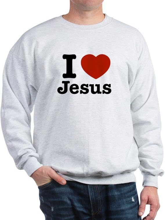 CafePress I Love Jesus Sweatshirt Sweatshirt Amazon.co.uk Clothing