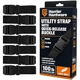 Harrier Hardware Utility Strap Quick-Release Buckle 72" 6-Pack | Strong Adjustable Hold For Camping Transport And Storage Needs