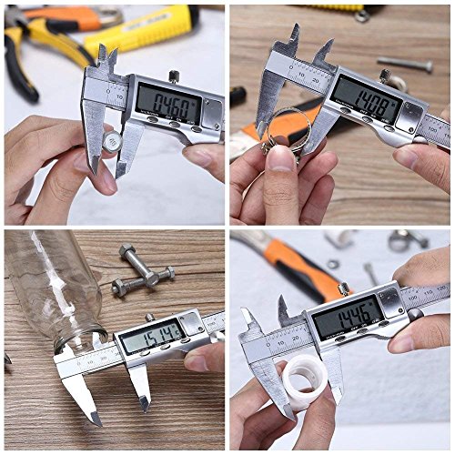 Stainless Steel Digital Caliper 6 inch, CUDNY 150 mm Precision Electronic Vernier Caliper inch/Metric Functions, Durable Accurate Measuring Tool with Extra Large LCD Screen Auto Off Featured